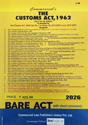 Log in Cart Skip to product information The Customs Act, 1962 - shopscan Open media 1 in modal The Customs Act, 1962 - shopscan The Customs Act, 1962 - shopscan Commercial Law Publishers The Customs Act, 1962 - shopscan